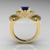 Classic 14K Yellow Gold 1.0 Ct Blue Sapphire Diamond Solitaire Engagement Ring R323-14KYGDBS-2