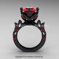 Modern Antique 14K Black Gold 3.0 Carat Ruby Solitaire Wedding Ring R214-14KBGR-1