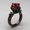 Modern Antique 14K Black Gold 3.0 Carat Ruby Solitaire Wedding Ring R214-14KBGR-2