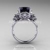 Modern Vintage 10K White Gold 2.5 Carat Black Diamond Wedding Engagement Ring R167-10KWGDBD-2