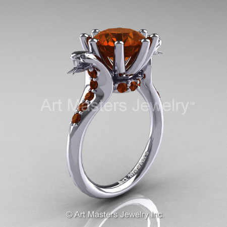 Art Masters Cobra 14K White Gold 3.0 Ct Brown Diamond Engagement Ring R602-14KWGBRD-1