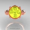Art Masters Vintage 14K Rose Gold 3.0 Ct Yellow Sapphire Diamond Wedding Ring Set R167S-14KRGDYS-3