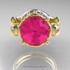 Art Masters Vintage 14K Yellow Gold 3.0 Ct Pink Sapphire Diamond Wedding Ring Set R167S-14KYGDPS-2