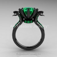 Art Masters Cobra 14K Black Gold 3.0 Ct Emerald Engagement Ring R602-14KBGBEM-1