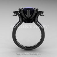 Art Masters Cobra 14K Black Gold 3.0 Ct Black Diamond Engagement Ring R602-14KBGBD-1