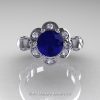 Art Masters Caravaggio 14K White Gold 1.0 Ct Blue Sapphire Diamond Engagement Ring R606-14KWGDBS-3