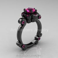 Art Masters Caravaggio 14K Black Gold 1.0 Ct Pink Sapphire Engagement Ring R606-14KBGPS-1