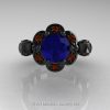 Art Masters Caravaggio 14K Black Gold 1.0 Ct Blue Sapphire Brown Diamond Engagement Ring R606-14KBGBRDBS-3