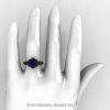 Art Masters Caravaggio 14K Black Gold 1.0 Ct Blue Sapphire Brown Diamond Engagement Ring R606-14KBGBRDBS-4