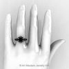 Art Masters Caravaggio 14K Black Gold 1.0 Ct Black and White Diamond Engagement Ring R606-14KBGDBD-4