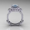 Art Masters Caravaggio 14K White Gold 1.0 Ct Aquamarine Diamond Engagement Ring R606-14KWGDAQ-2
