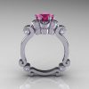 Art Masters Caravaggio 14K White Gold 1.0 Ct Pink Sapphire Diamond Engagement Ring R606-14KWGDPS-2