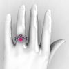 Art Masters Caravaggio 14K White Gold 1.0 Ct Pink Sapphire Diamond Engagement Ring Wedding Band Set R606S-14KWGDPS-4