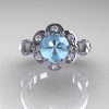 Art Masters Caravaggio 14K White Gold 1.0 Ct Aquamarine Diamond Engagement Ring R606-14KWGDAQ-3