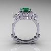 Art Masters Caravaggio 14K White Gold 1.0 Ct Emerald Diamond Engagement Ring R606-14KWGDEM-2