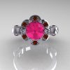 Art Masters Caravaggio 10K White Gold 1.0 Ct Pink Sapphire Brown Diamond Engagement Ring R606-10KWGBRDPS-3