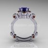 Art Masters Caravaggio 10K White Gold 1.0 Ct Blue Sapphire Brown Diamond Engagement Ring R606-10KWGBRDBS-2