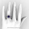 Art Masters Caravaggio 10K White Gold 1.0 Ct Blue Sapphire Brown Diamond Engagement Ring R606-10KWGBRDBS-4