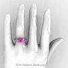 Art Masters Classic 14K White Gold Three Stone Pink and Light Pink Sapphire Solitaire Ring R200-14KWGLPSPS-4