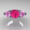 Art Masters Classic 14K White Gold Three Stone Pink and Light Pink Sapphire Solitaire Ring R200-14KWGLPSPS-3