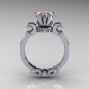 Caravaggio 14K White Gold 1.0 Ct Champagne and White Diamond Solitaire Engagement Ring R607-14KWGDCHD-2