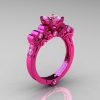 Classic Armenian 14K Fuchsia Pink Gold 1.0 Ct Light Pink Sapphire Solitaire Wedding Ring R608-14KPGLPS-2
