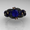 Nature-Classic-14K-Black-Gold-1-0-Ct-Blue-Sapphire-Champagne-Diamond-Leaf-and-Vine-Engagement-Ring-R340S-14KBGCHDBS-T