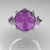 Art-Masters-Vintage-14K-White-Gold-3-Ct-Lilac-Amethyst-Solitaire-Ring-Wedding-Ring-R167-14KWGAM-T