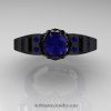 Art-Masters-Winged-Skull-14K-Black-Gold-1-Carat-Blue-Sapphire-Engagement-Ring-R613-14KBGBS-T