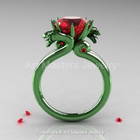 Art Masters 14K Green Gold 3.0 Ct Rubies Military Dragon Engagement Ring R601-14KGGR