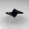 Exclusive French 14K Black Gold 1.5 CT Princess Black Diamond Engagement Ring R176-14KBGBD