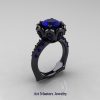 Galatea Classic 14K Black Gold 3.0 Ct Blue Sapphire Wedding Ring AR114-14KBGBS