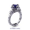 Art Masters Caravaggio 14K White Gold 1.5 Ct Princess Blue Sapphire Diamond Engagement Ring R627-14KWGDBS