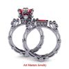 Art Masters Caravaggio 14K White Gold 1.5 Ct Princess Ruby Diamond Engagement Ring Wedding Band Set R627S-14KWGDR