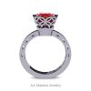 Classic Armenian 14K White Gold 1.0 Ct Rubies Diamond Solitaire Engagement Ring AR140-14KWGDR