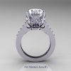 Classic 14K White Gold 3.0 Carat White Sapphire Diamond Solitaire Wedding Ring R301-14KWGDWS