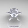 Classic 14K White Gold 3.0 Carat White Sapphire Diamond Solitaire Wedding Ring R301-14KWGDWS