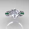 Cara 14K White Gold 1.0 Ct White Cubic Zirconia Emerald Solitaire Ring R423-14KWGEMCZ
