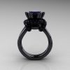 High Fashion 14K Black Gold 3.0 Ct Black Diamond Knot Engagement Ring R390-14KBGBD