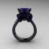 High Fashion 14K Black Gold 3.0 Ct Blue Sapphire Knot Engagement Ring R390-14KBGBS