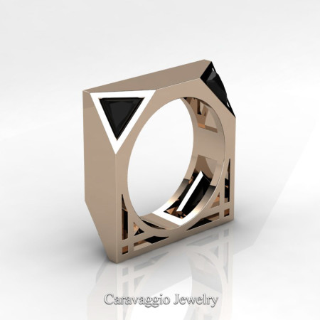 Caravaggio-Avant-Garde-14K-Rose-Gold-1-Ct-Triangle-Black-Diamond-Mens-Wedding-Ring-R349M2-14KRGBD-P