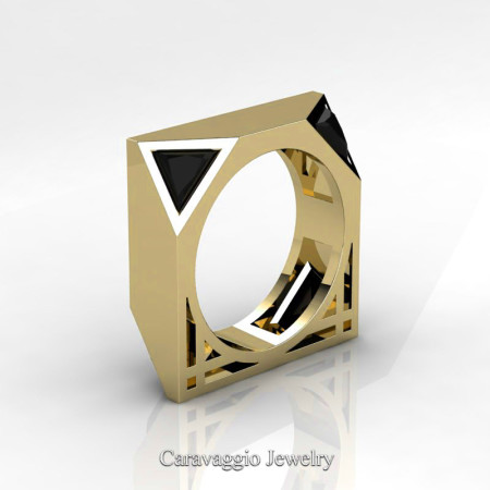 Caravaggio-Avant-Garde-14K-Yellow-Gold-1-Ct-Triangle-Black-Diamond-Mens-Wedding-Ring-R349M2-14KYGBD-P