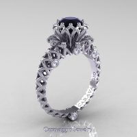 Caravaggio Lace 14K White Gold 1.0 Ct Black and White Diamond Engagement Ring R634-14KWGDBD