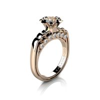 Caravaggio Classic 14K Rose Gold 1.0 Ct Champagne and White Diamond Engagement Ring R637-14KRGDCHD