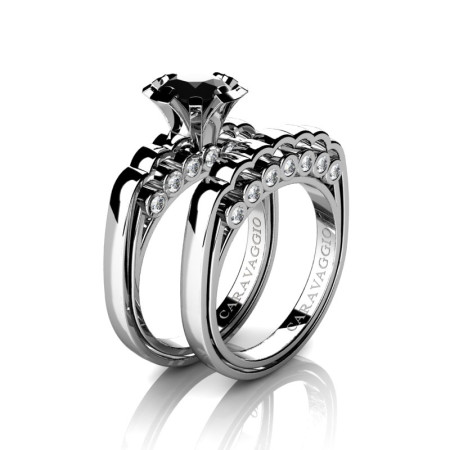 Caravaggio-Classic-14K-White-Gold-1-0-Carat-Black-and-White-Diamond-Engagement-Ring-Wedding-Band-Set-R637S-14KWGDBD-P