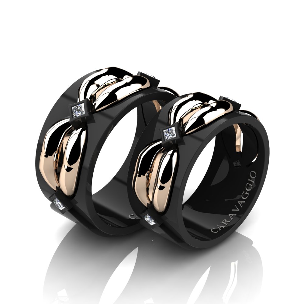 Matte Rose Gold Stainless/Titanium Steel Couple Rings – Findurings