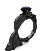 Caravaggio Exclusive Venus 14K Black Gold 1.0 Ct Black Sapphire Engagement Ring R643E-14KBGBLS