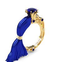 Caravaggio Italian Romance 14K Blue and Yellow Gold 1.0 Ct Blue Sapphire Engagement Ring R643E-14KBLYGBS