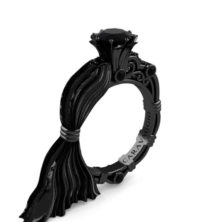 Caravaggio-Jewelry-Dante-14K-Silk-Black-Gold-10-Ct-Black-Sapphire-Emgagement-Ring-R643E-14KSBGBLS-P