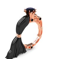 Caravaggio Exclusive Two Tone 14K Black and Rose Gold 1.0 Ct Black Sapphire Engagement Ring R643E-14KBRGBLS